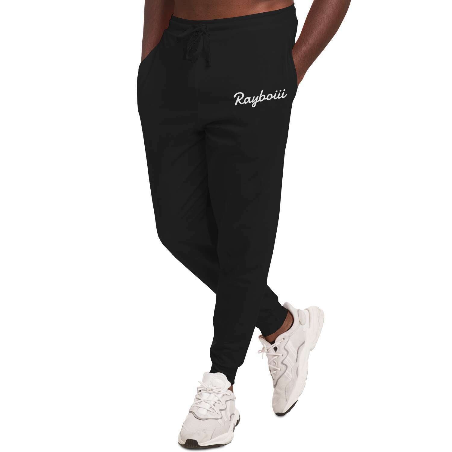 Rayboiii Black Athletic Jogging Bottoms