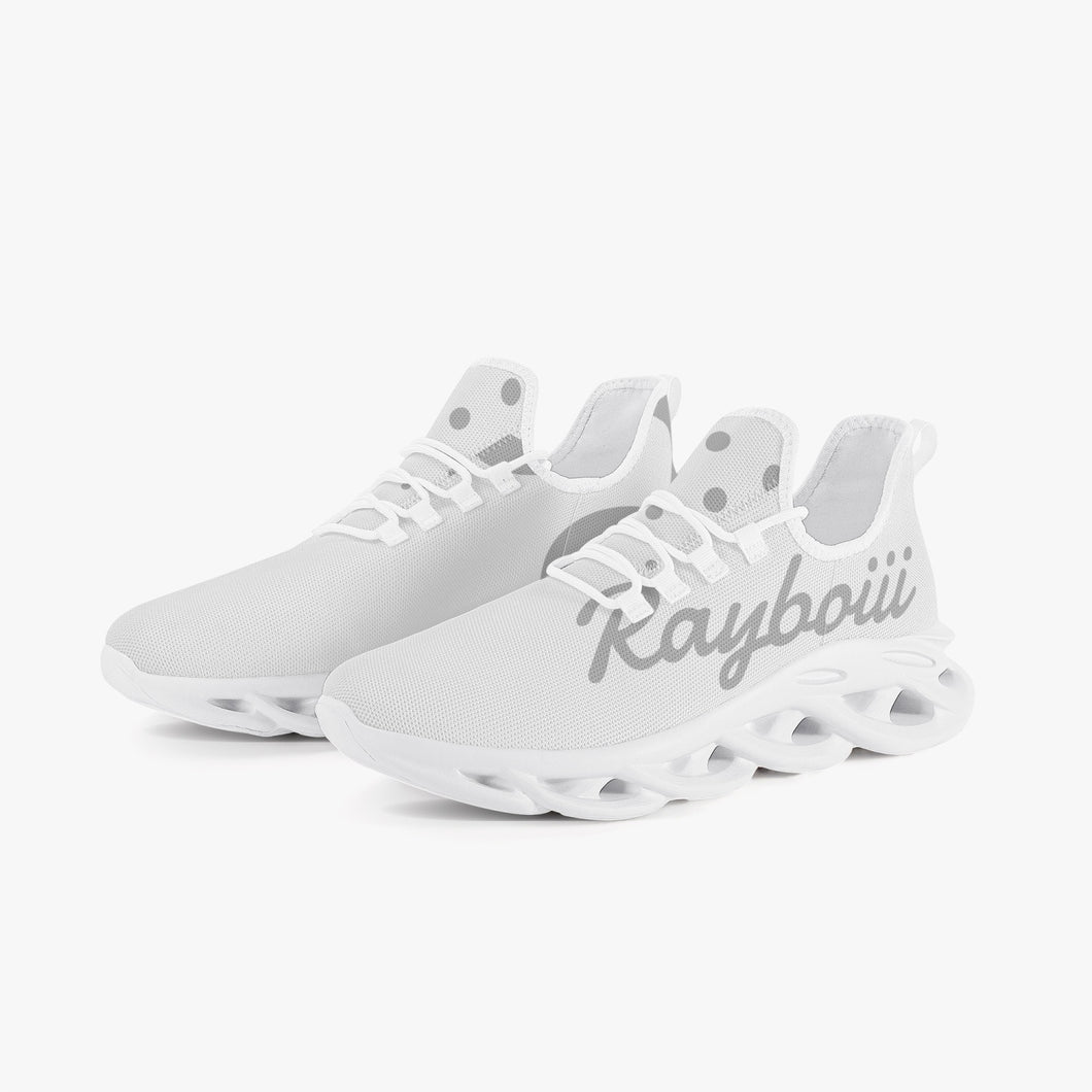 Rayboiii Bounce White Mesh Knit Sneakers