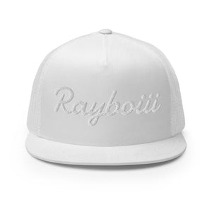 Rayboiii Classic Mesh Trucker Cap with Snapback in White