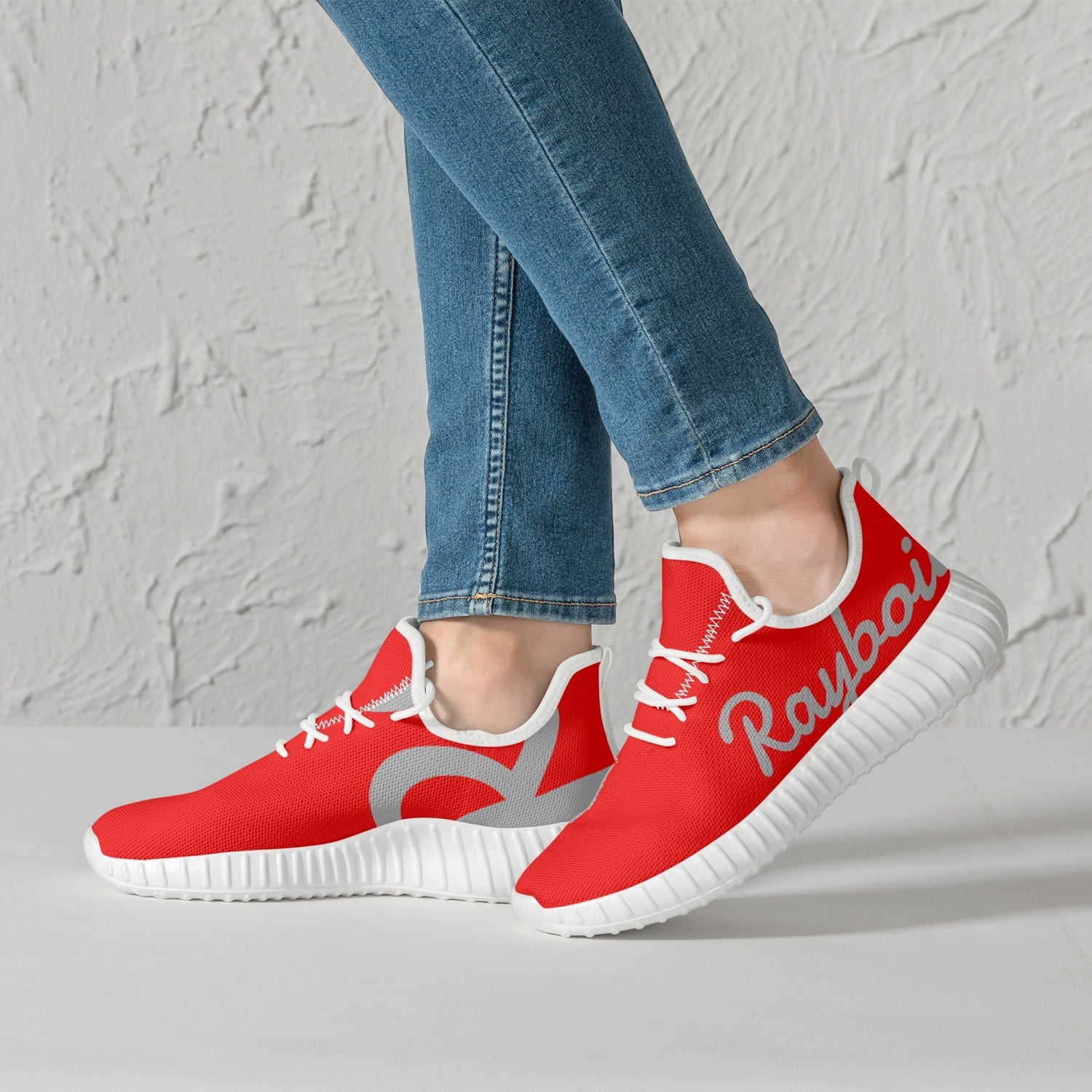 Rayboiii Mesh Knit Red Sneakers