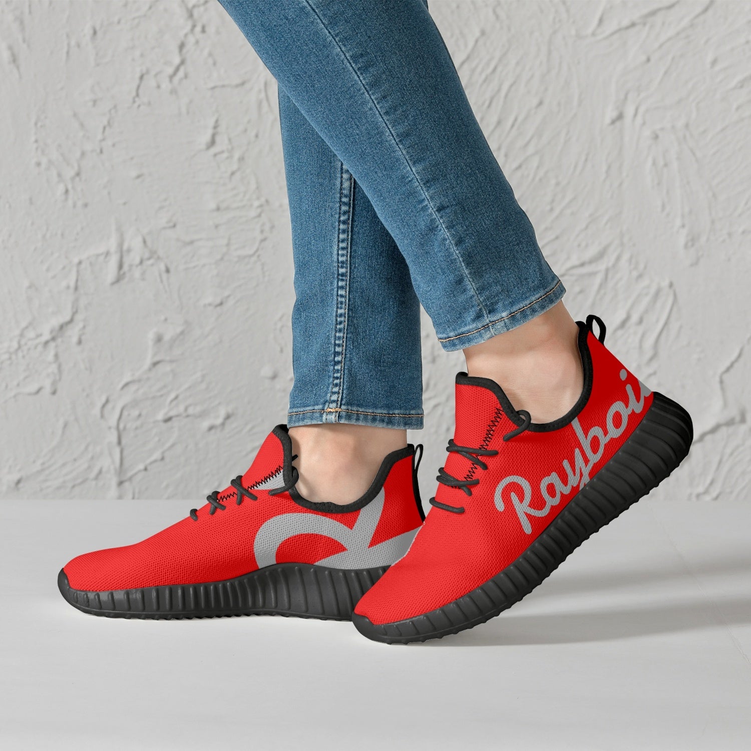 Rayboiii Mesh Knit Red Sneakers