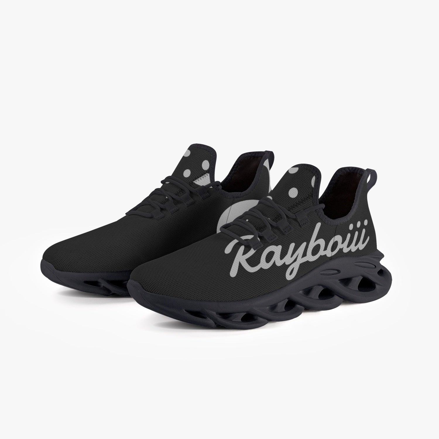 Rayboiii Bounce Black Mesh Knit Sneakers