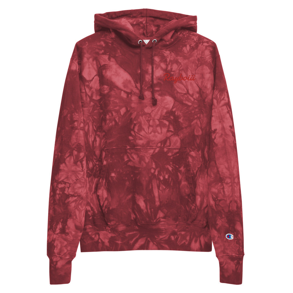 Red Rayboiii X Champion tie & dye hoodie